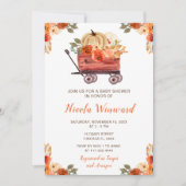 Invitation Baby shower Orange Floral Citrouille (Devant)