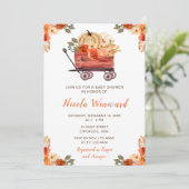 Invitation Baby shower Orange Floral Citrouille (Debout devant)