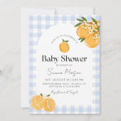 Invitation Baby shower Orange Gingham Citron (Devant)
