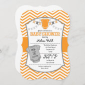 Invitation Baby shower Orange Grey Chevron (Devant / Derrière)
