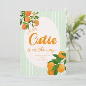 Invitation Baby shower Orange Little Cutie - Marché bio (Debout devant)