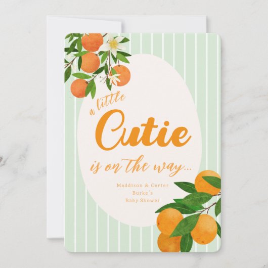 Invitation Baby shower Orange Little Cutie - Marché bio (Devant)