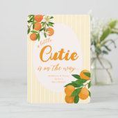 Invitation Baby shower Orange Little Cutie - Marché bio (Debout devant)