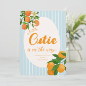 Invitation Baby shower Orange Little Cutie - Marché bio (Debout devant)