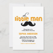 Invitation Baby shower Orange Little Man Mustache (Devant)