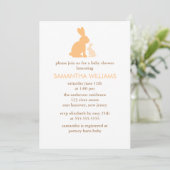 Invitation Baby shower Orange Mom and Baby Rabbit (Debout devant)