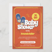 Invitation Baby shower Orange Retro (Devant)