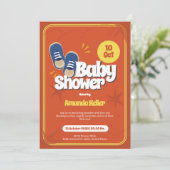 Invitation Baby shower Orange Retro (Debout devant)