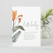 Invitation Baby shower orange simple et élégant (Debout devant)