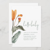 Invitation Baby shower orange simple et élégant (Devant / Derrière)