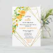 Invitation Baby Shower Oranges et Fleurs (Debout devant)