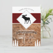 Invitation Baby shower orienté d'orignaux de plaid de Buffalo (Debout devant)