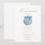 Invitation Baby shower Ornament Bleu (Devant / Derrière)