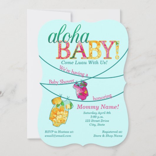 Invitation Baby shower Ornate Luau (Devant)