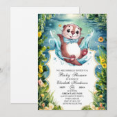 Invitation Baby shower Otter aquarelle (Devant / Derrière)