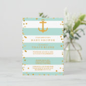 Invitation Baby shower ou aspersion des rayures et des points (Debout devant)