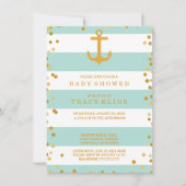 Invitation Baby shower ou aspersion des rayures et des points (Devant)