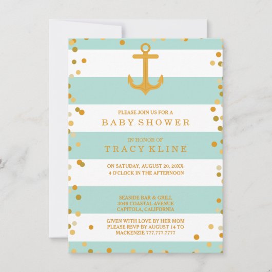 Invitation Baby shower ou aspersion des rayures et des points (Devant)