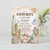 Invitation Baby shower ouest sauvage Cactus Cowboy (Debout devant)