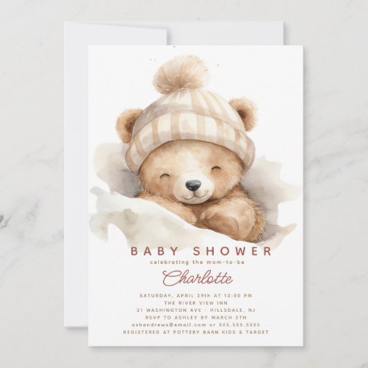 Invitation Baby shower Ours (Devant)