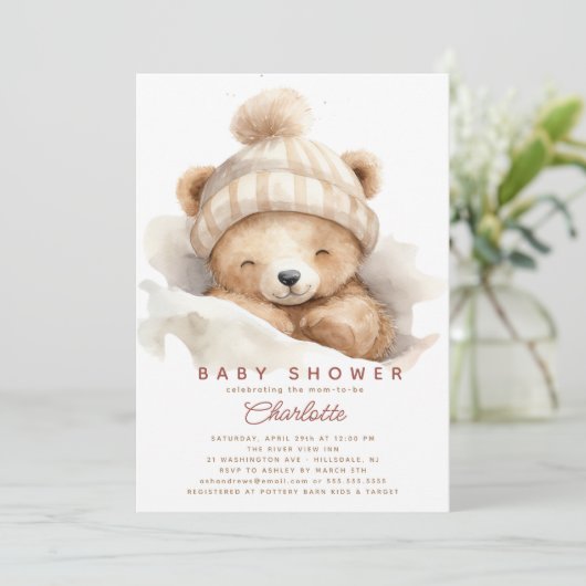 Invitation Baby shower Ours (Debout devant)