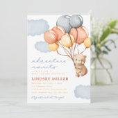 Invitation Baby shower Ours Ballons | Aventure (Debout devant)