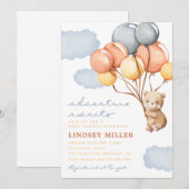 Invitation Baby shower Ours Ballons | Aventure (Devant / Derrière)