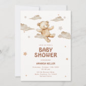 Invitation Baby shower Ours Beige Neutre (Devant)