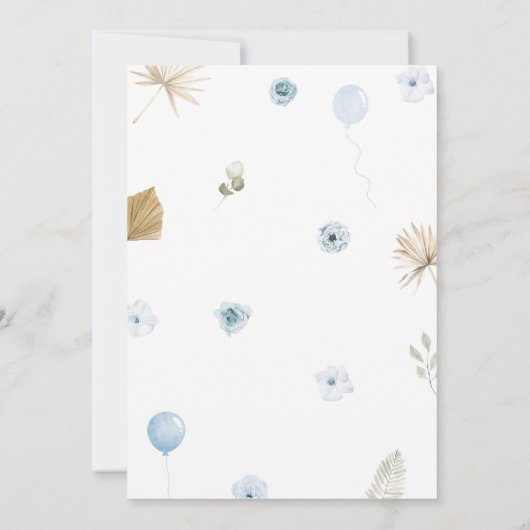 Invitation Baby shower Ours Bleu Boho (Dos)