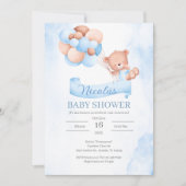 Invitation Baby shower Ours Bleu Espagnol (Devant)