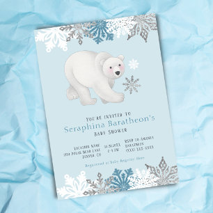 Invitation Baby shower Ours bleu Icy