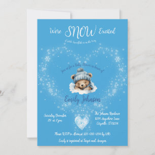 Invitation Baby shower Ours Bleu Teddy Excité