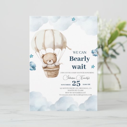 Invitation Baby shower Ours Brown (Debout devant)