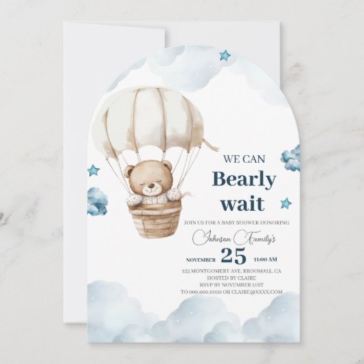 Invitation Baby shower Ours Brown (Devant)
