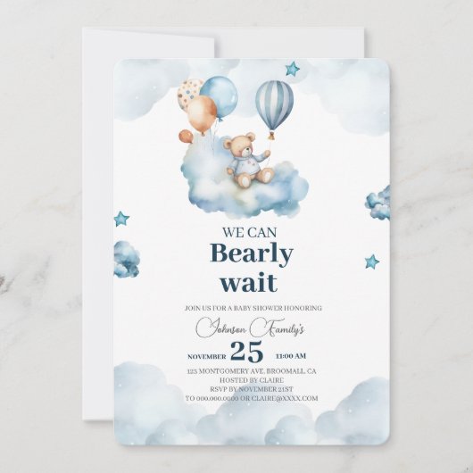 Invitation Baby shower Ours Brown (Devant)