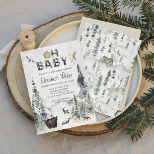 Invitation Baby shower Ours de forêt rustique