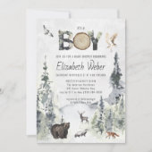 Invitation Baby shower Ours de forêt rustique (Devant)