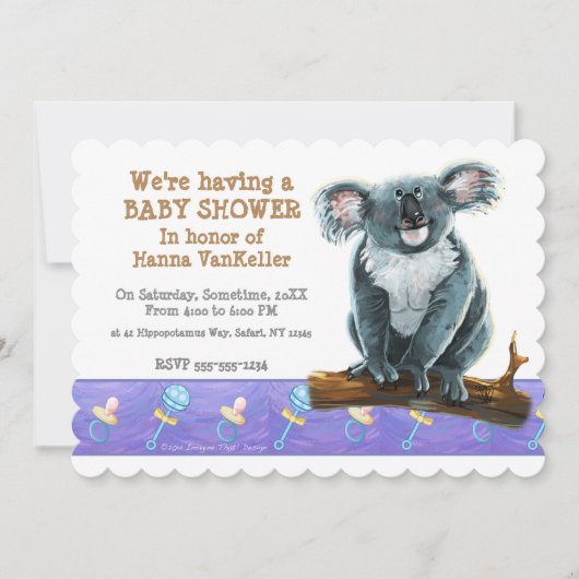 Invitation Baby shower Ours de Koala (Devant)