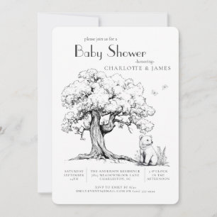Invitation Baby shower Ours de la Forêt Noire et B