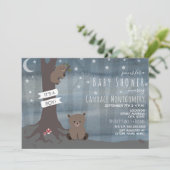 Invitation Baby shower Ours de nuit Woodland (Debout devant)