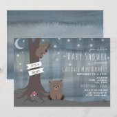 Invitation Baby shower Ours de nuit Woodland (Devant / Derrière)