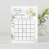 Invitation Baby shower Ours de verdure Jeux de Bingo/Traits (Debout devant)