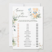 Invitation Baby shower Ours de verdure Jeux de Bingo/Traits (Dos)