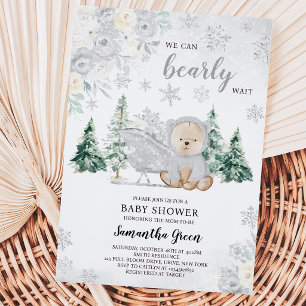 Invitation Baby Shower Ours d'Hiver Argenté