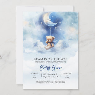 Invitation Baby Shower Ours d'ours en peluche bleu On peut à 