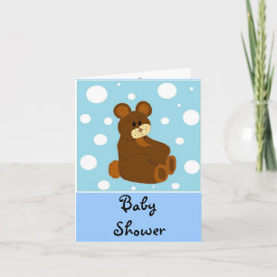 Invitation Baby-Shower Ours en Peluche Bleu
