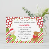 Invitation baby shower Ours en peluche de Noël (Debout devant)