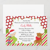 Invitation baby shower Ours en peluche de Noël (Devant / Derrière)