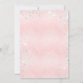 Invitation Baby shower ours en peluche fille rose argent (Dos)