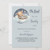 Invitation Baby shower ours en peluche garçon bleu nuage mign (Devant)